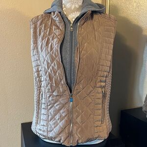 Quilted Bronze Vest with Gray Hoodie that can zip out.